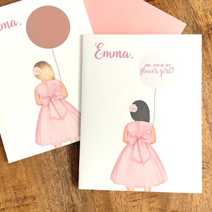 Custom Flower Girl Scratch Off - Flower Girl Proposal - Nome personalizzato Hair Style - Will You Be My Junior Bridesmaid - Rose Gold Balloon