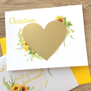Proposta di damigella d'onore personalizzata Gratta e Vinci - Will You Be My Maid of Honor Gratta e Vinci - Girasoli - Damigella d'onore - Flower Girl