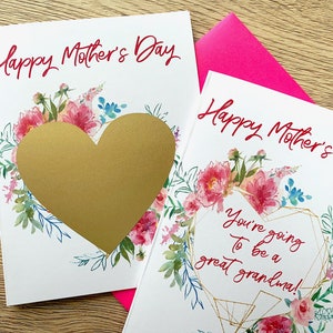 Tarjeta de revelación del embarazo del Día de las Madres para la abuela - Tarjeta de rasca y gana - Anuncio del bebé del Día de las Madres - Revelación del bebé para la abuela - Bisabuela