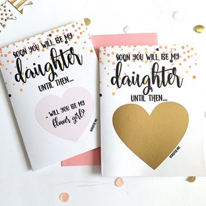 Flower Girl Proposition Carte à gratter pour fille - Bientôt tu seras ma fille - Belle-fille - Famille recomposée - Scratch Off ROSE GOLD