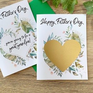 Carte de révélation de grossesse de la fête des pères - Nouvelle carte à gratter de l’arrière-grand-père - Annonce de bébé de la fête des pères - Révélation de bébé pour grand-père - Papa