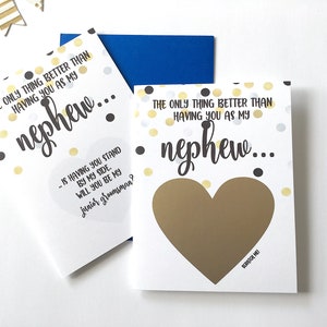 Junior Groomsman Proposition pour Neveu Scratch Off Card- La seule chose mieux que de vous avoir - Serez-vous mon Jr Groomsman - GOLD DOT