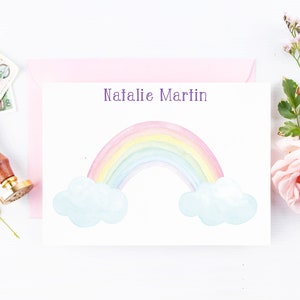 Tarjetas de notas rainbow personalizadas para niños / Tarjetas planas / Tarjetas arco iris personalizadas / Tarjetas de notas Penpal para niños / Tarjetas arco iris / Papelería