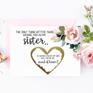 Ehrmädchen Vorschlag für Schwester Scratch Off Karte | Ehrmädchen Fragekarte | Nur was besser ist, als sie als meine Schwester zu haben | Brautjungfer