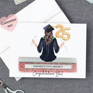 Tarjeta de graduación de 2025 para ella / Recuerdo de graduación para estudiantes de último año / Felicitaciones a los graduados / Birrete / Clase de 2025 / Universidad / Escuela secundaria