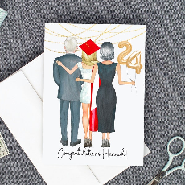 Graduation Card from Grandparents | Custom Card for Senior | Congratulations Graduate | Cap Gown | Class of 2024 | College | High School