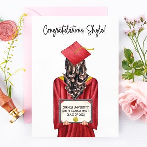 Personalized Graduation Card for Her, Graduation Keepsake for Senior, Congratulations Graduate, Cap Gown, Class of 2025, College High School