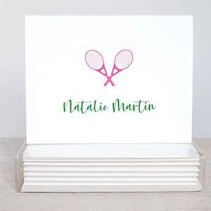 Personalisierte Tennis Notizkarten für Ihre Mädchen GEFALTETE Tenniskarten | Briefpapier | Sport Stationary für Sie Tennisschläger Ball Set von 10 22-83
