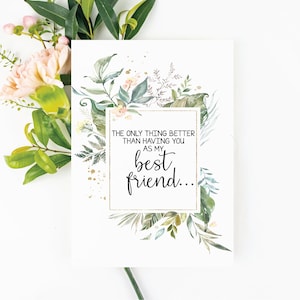 Carte de révélation de grossesse pour la meilleure amie | Nouvelle carte de tante | La seule chose meilleure que de vous avoir comme meilleur ami | Carte d’annonce de bébé