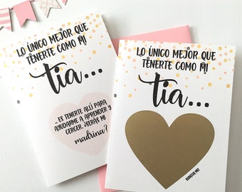 SPANISH Godmother Proposal Scratch Off Card -  Lo único mejor que tenerte como mi tia Card - Baptism Christening - SPANISH BLESSED