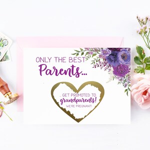 Rivelazione della gravidanza ai genitori Gratta e vinci Carta nuovi nonni / Annuncio del bambino Mamma e papà / I migliori genitori promossi ai nonni