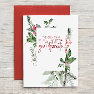 Révélation de grossesse aux grands-parents carte | Carte de Noël pour grand-père Grand-mère Annonce de grossesse | Arrière-grands-parents | Gui de pin