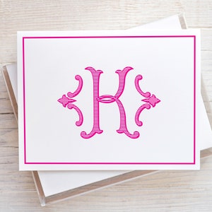 Cancelleria con monogramma, set di cancelleria con monogramma personalizzato, biglietti per appunti piegati, biglietti di ringraziamento, scegli il colore e la quantità 24-2