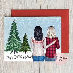 Birthday Card for Best Friend | Custom Birthday Card for Sister | Card for Mom | Custom Card | Friends Forever | Winter Birthday Card