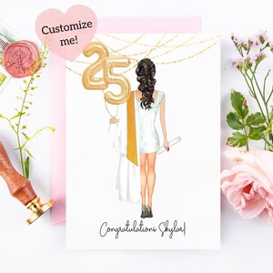 White Dress Graduation Card | Custom Card for Senior | Congratulations Graduate No Cap GownClass of 2025 | University College High School