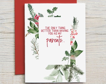 Pregnancy Reveal to Parents Card | Christmas Card for Mom and Dad Pregnancy Announcement | New Grandparents Christmas Gift Pine Mistletoe