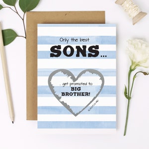 Carte de révélation de grossesse pour le fils | Carte à gratter pour Big Brother | Nouveau Bro | Les meilleurs fils sont promus à Big Brother | De maman et papa