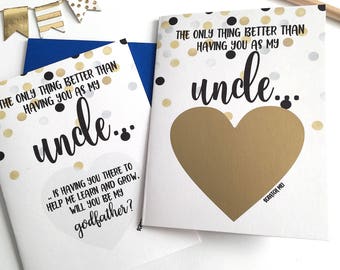 Godfather Proposal Scratch Off Card -  The only thing better than having you as my uncle Card - Baptism Christening Godparents - BLESSED