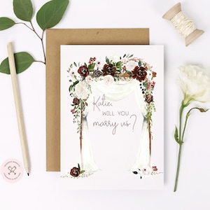 Tarjeta de will you marry us / tarjeta para oficiante / cásate con nosotros / No podemos decir que lo hago sin ti / sacerdote / pastor / Chuppah Wedding Canopy Red Blush