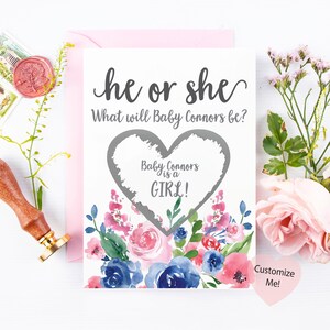Genre Révéler scratch off card | Il ou elle genre révéler la carte | garçon ou fille | Bleu ou rose Qu’est-ce que bébé sera Le genre Révéler la carte | Bleu Rose