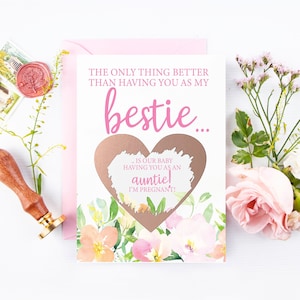 Faire-part de grossesse pour Bestie | Gratter pour le meilleur ami | Faire-part « Baby Reveal » | Révéler à un ami | La seule chose de mieux