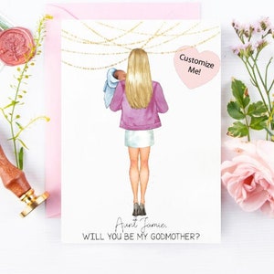 Will You Be My Godmother / Tarjeta de propuesta de madrina personalizada / Tarjeta para mejor amigo / Propuesta personalizada de padrino / Tarjeta de bautismo de bebé