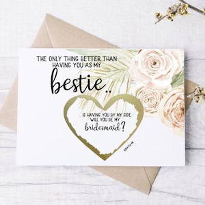 Você será minha dama de honra Cartão de raspadinha para melhor amiga _ Casamento A única coisa melhor - Dama de honra - Irmã - Cartão de dama de honra BOHO