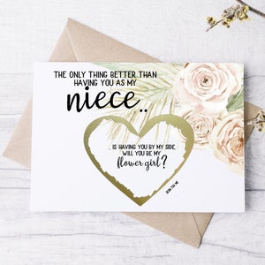 Flower Girl Proposition pour nièce Scratch Off Card- La seule chose mieux que de vous avoir comme nièce - demoiselle d’honneur junior - demoiselle d’honneur BOHO