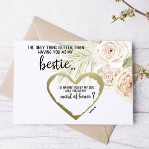 Você será minha dama de honra Cartão de raspar da dama de honra - Casamento A única coisa melhor - Matrona de Honra - Irmã - Cartão de dama de honra BOHO