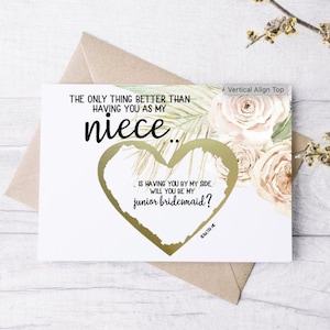 Proposition de demoiselle d’honneur junior pour la carte à gratter de la nièce - La seule chose mieux que de vous avoir comme nièce - fille de fleurs - demoiselle d’honneur BOHO
