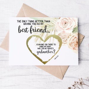 Proposition de marraine Carte à gratter - Boho La seule chose mieux que de t’avoir comme meilleur ami Carte - Baptême Baptême - BÉNI