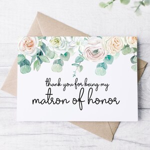 Vielen Dank, dass Du meine Matron of Honor Karte | Karte für beste Freundin | Schwester | Mama | Hochzeit Dankeskarte | Brautjungfern | Ehrfrau
