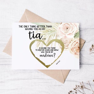 Boho Godmother Proposition Scratch Off Card - La seule chose mieux que de vous avoir comme mon tia - Baptême baptême - ESPAGNOL BLESSED CHIC