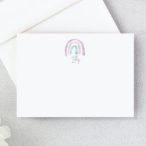 Gepersonaliseerde notitiekaarten voor kinderen | Aangepaste kaarten voor kinderen | Rainbow Note Cards | Meisjes Penpal Kaarten | Persoonlijk briefpapier | Aangepaste naamkaarten