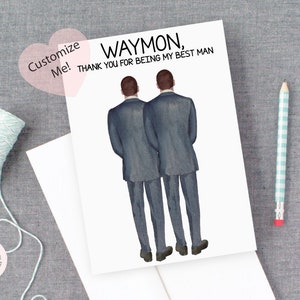 Thank You For Being My Best Man Karte | Personalisierte Karte für Bräutigam | Hochzeitskarte vom Bräutigam zum Bruder | Beste Freundin | Brautparty Dank