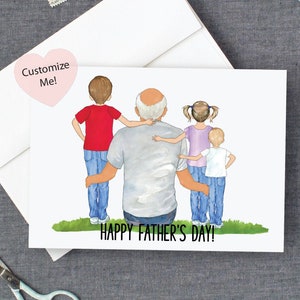 Tarjeta del Día del Padre para el Abuelo de los Nietos / 3 Niños / Recuerdo para el Abuelo / Tarjeta del Día del Abuelo / Tarjeta Personalizada para los Nietos