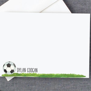 Personalisierte Fußball Notizkarten | Kinder Sport Briefpapier Set | Fußball Ball Stationary | Jungen Sport Notizkarten | Kundenspezifische Karten für Kinder DM106