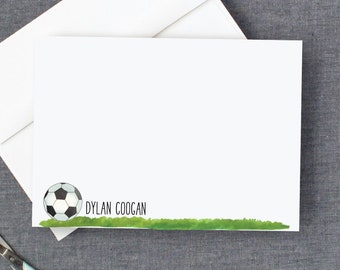 Personalized Soccer Note Cards | Kids Sports Stationery Set | Soccer Ball Stationary | Boys Sports Note Cards | Custom Cards for Kids DM106