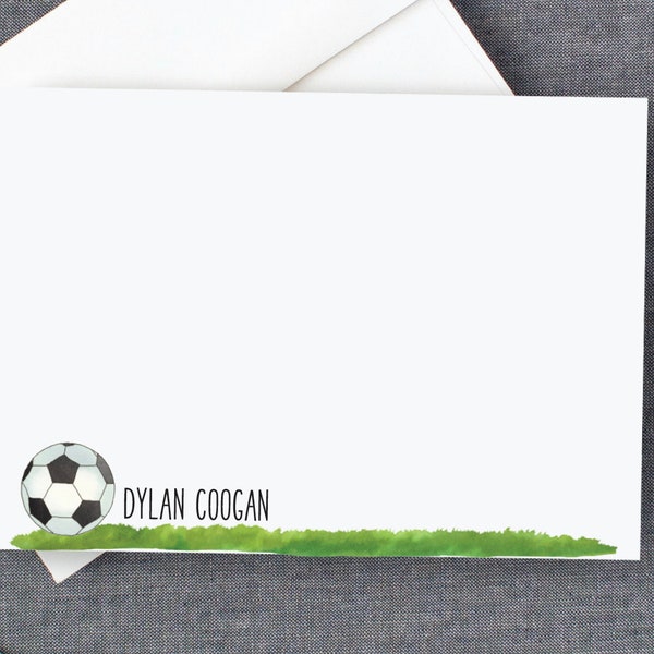 Personalized Soccer Note Cards | Kids Sports Stationery Set | Soccer Ball Stationary | Boys Sports Note Cards | Custom Cards for Kids DM106