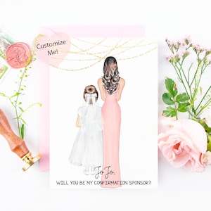 Tarjeta de propuesta de patrocinador de confirmación - Custom Will You Be My Confirmation Sponsor Card - Religioso - Bautismo - Comunión - Para tía prima