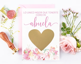SPANISH Pregnancy Scratch Off to Grandma Card - Baby Announcement for Abuela - Bisabuela Card - lo unico mejor que tenerte como mi abuela