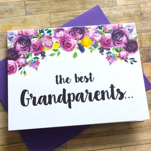 Grandparents Pregnancy Announcement Card - Pregnancy Reveal to Grandparents - New Great Grandparents - We Are Having a Baby - VIOLETS