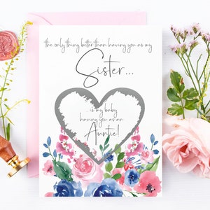 Révélation de grossesse à sœur Scratch Off Card | | d’annonce de grossesse Nouvelle tante | seule chose de mieux que de vous avoir SIster | Bleu et Rose