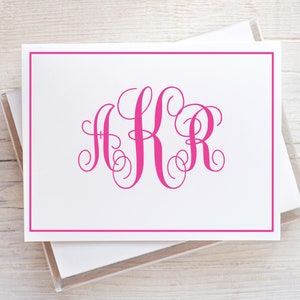 Monogram briefpapier gevouwen notitiekaart voor haar, gepersonaliseerde briefpapier met monogram, professionele bedankkaarten voor vrouwenkaarten voor haar 24-13