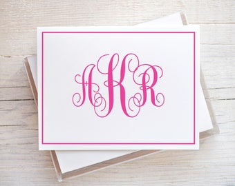 Monogram briefpapier gevouwen notitiekaart voor haar, gepersonaliseerde briefpapier met monogram, professionele bedankkaarten voor vrouwenkaarten voor haar 24-13