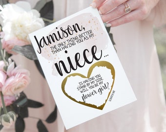 Will You Be My Flower Girl Card for Niece | The Only Thing Better Than Having You as My Niece | From Aunt Uncle | Junior Bridesmaid