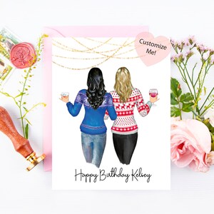 Geburtstagskarte für beste Freundin | Personalisierte Geburtstagskarte für Schwester | Karte für Mama | Personalisierte Karte | Friends Forever | Freundschaftsgeschenk BLK PNK