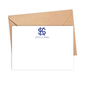 Papelaria moderna para ele, cartões de notas com monograma personalizados, cartões planos, presente para ela, cartão de agradecimento, cartão estacionário com monograma inicial 24-28