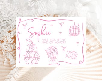 Tarjeta personalizada "¿Serás mi dama de honor?" / Tarjeta de propuesta de dama de honor para mejor amiga, hermana, mamá / Elige tu color de tinta