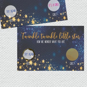 10 Twinkle Twinkle Little Star Sesso Rivelare Carte - Bambino Sesso Rivelare - Bambino Doccia Gioco - Lui o Lei - Blu o Rosa - Ragazzo o Ragazza Bambino